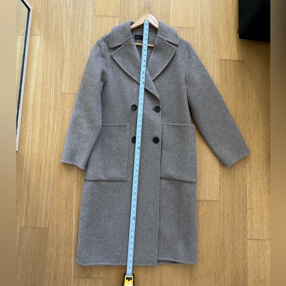 Zara Long Women's Double-Breasted Coat in Beige - Picture 8 of 10